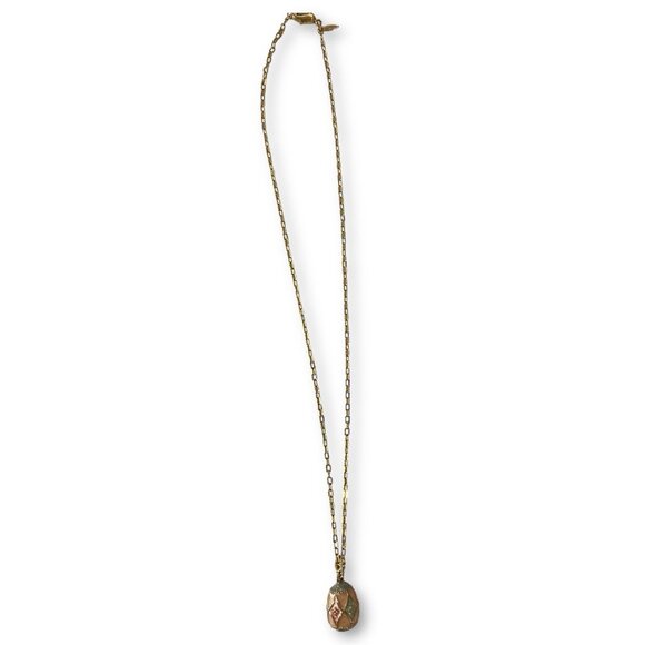 Avon Jewelry - Avon Enamel Rhinestone Egg Pendant Necklace 16" Gold Tone Chain Fabrege Easter